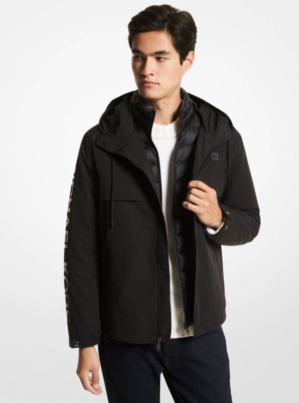 Panske Bundy Michael Kors 2-in-1 Hooded Čierne - Oblecenie Michael Kors Nejlevnejsi | NFALY-1954
